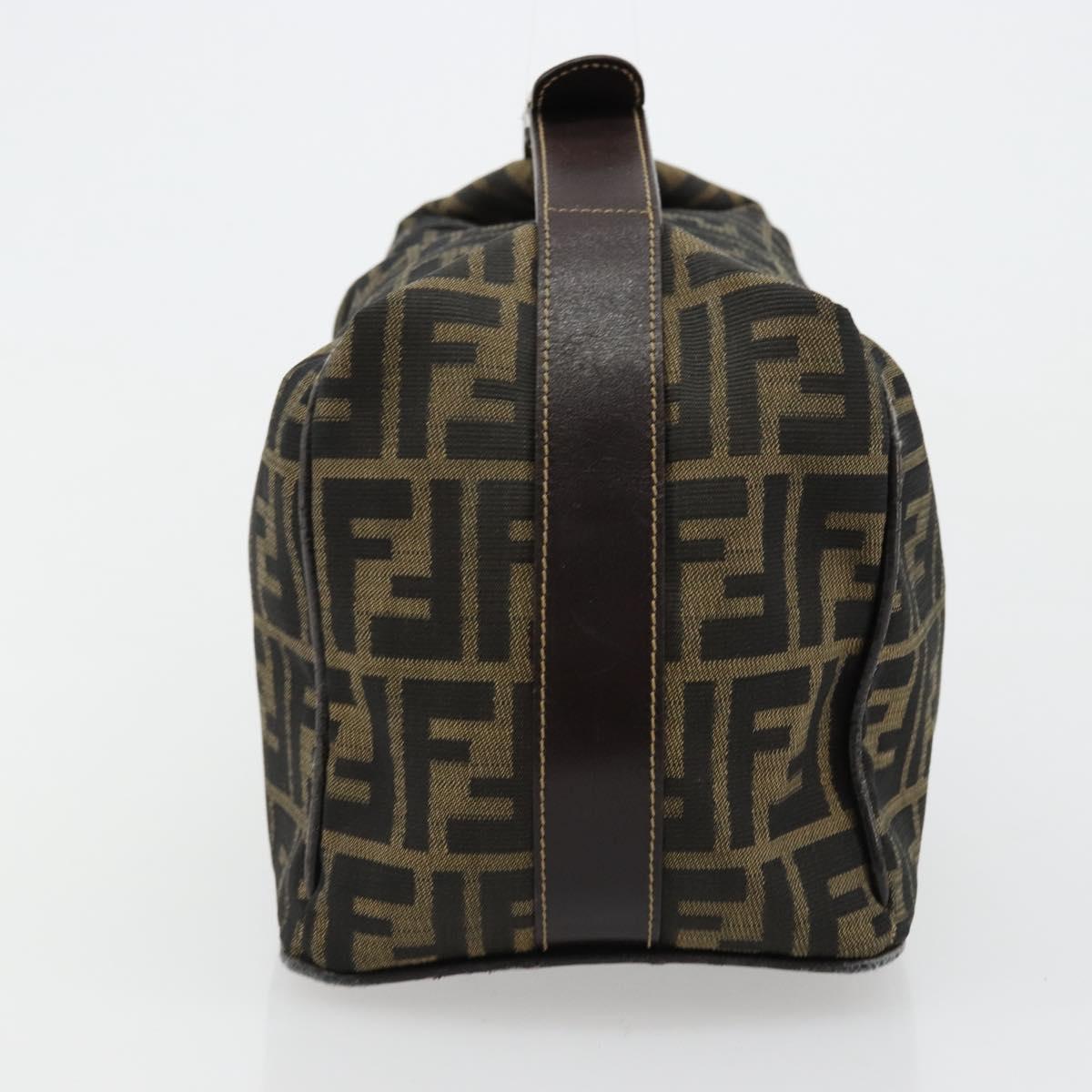 FENDI Zucca Canvas Vanity Hand Bag Black Brown Auth ep14493