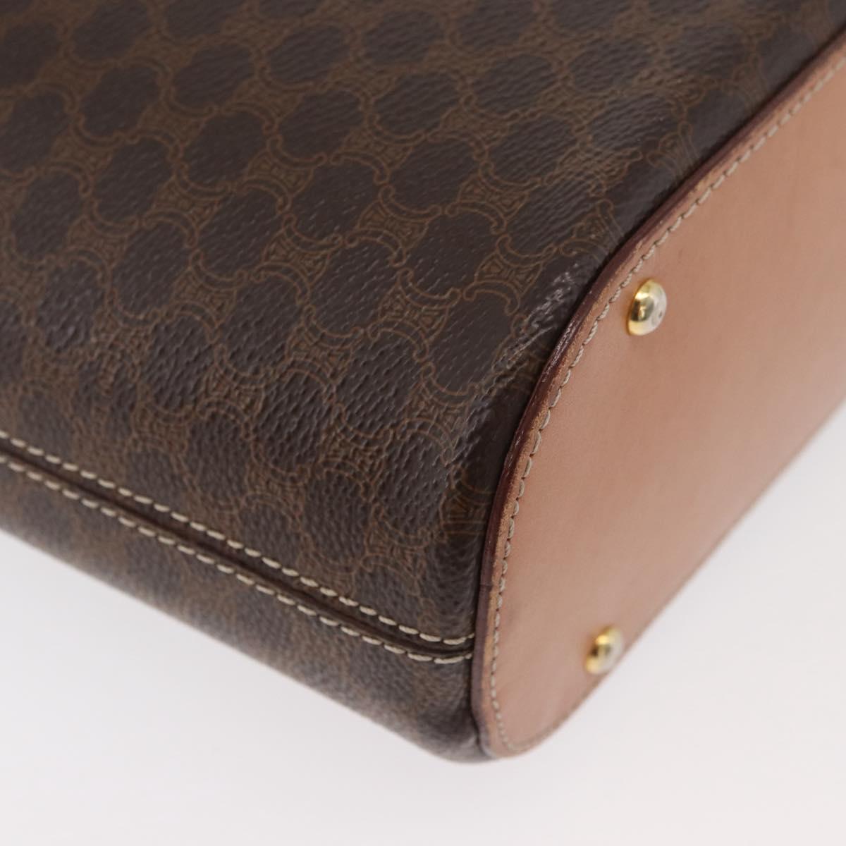 CELINE Macadam Canvas Shoulder Bag PVC Leather Brown Gold Auth ep14494