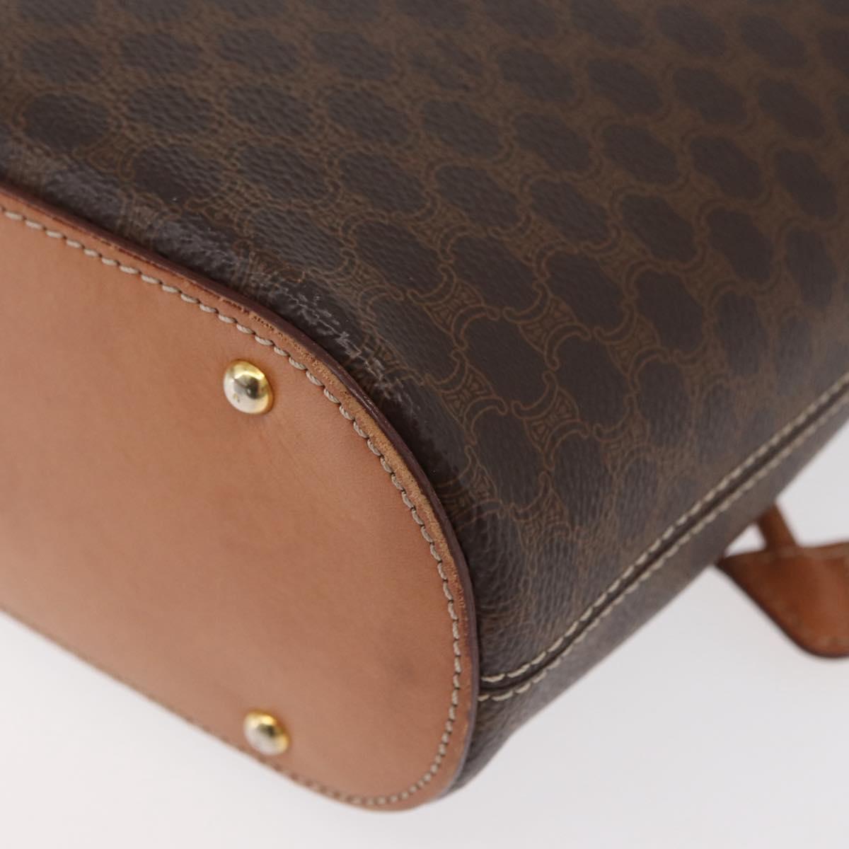 CELINE Macadam Canvas Shoulder Bag PVC Leather Brown Gold Auth ep14494