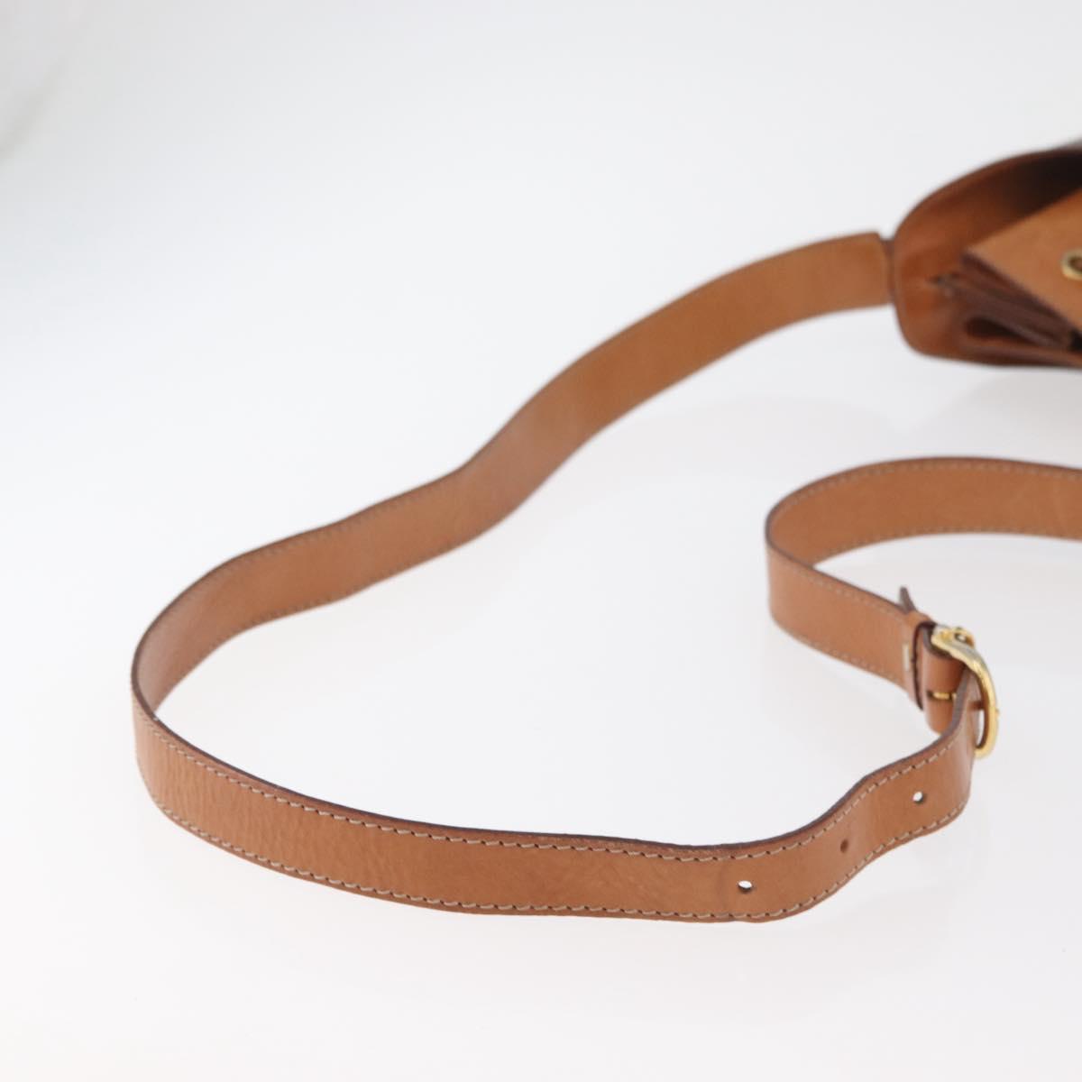 CELINE Macadam Canvas Shoulder Bag PVC Leather Brown Gold Auth ep14494