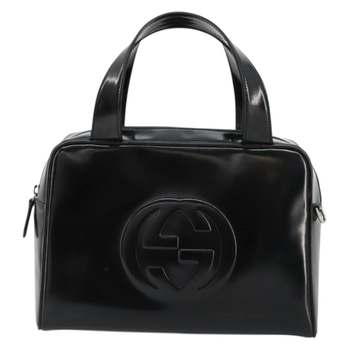 GUCCI Soho Hand Bag Patent Leather Black Silver 000 1274 0505 Auth ep14495