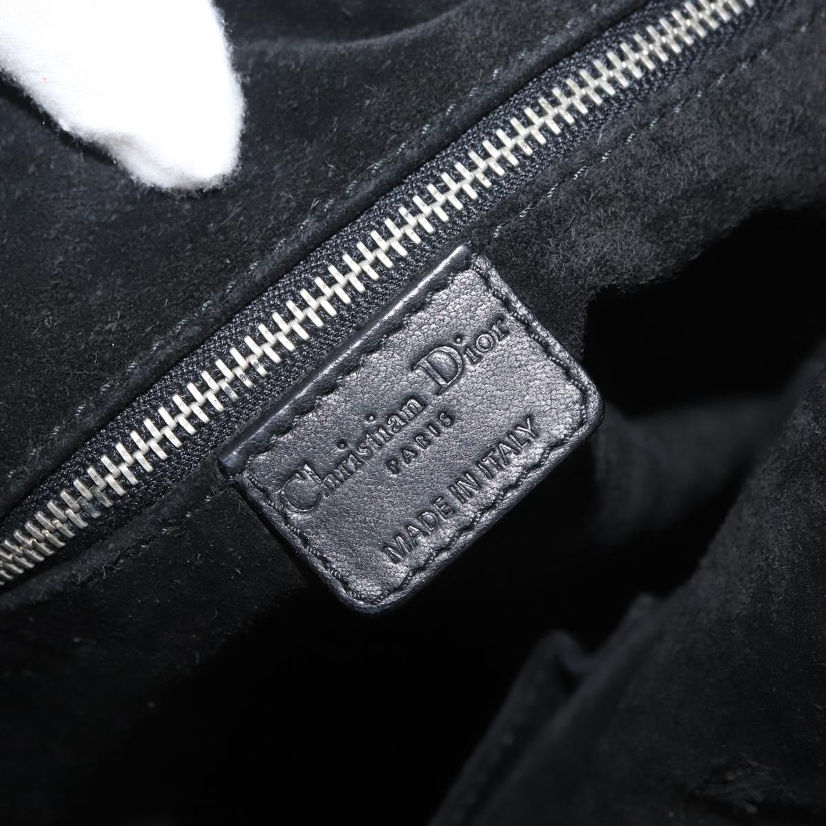 Christian Dior Hand Bag Leather Black Silver Auth ep14496