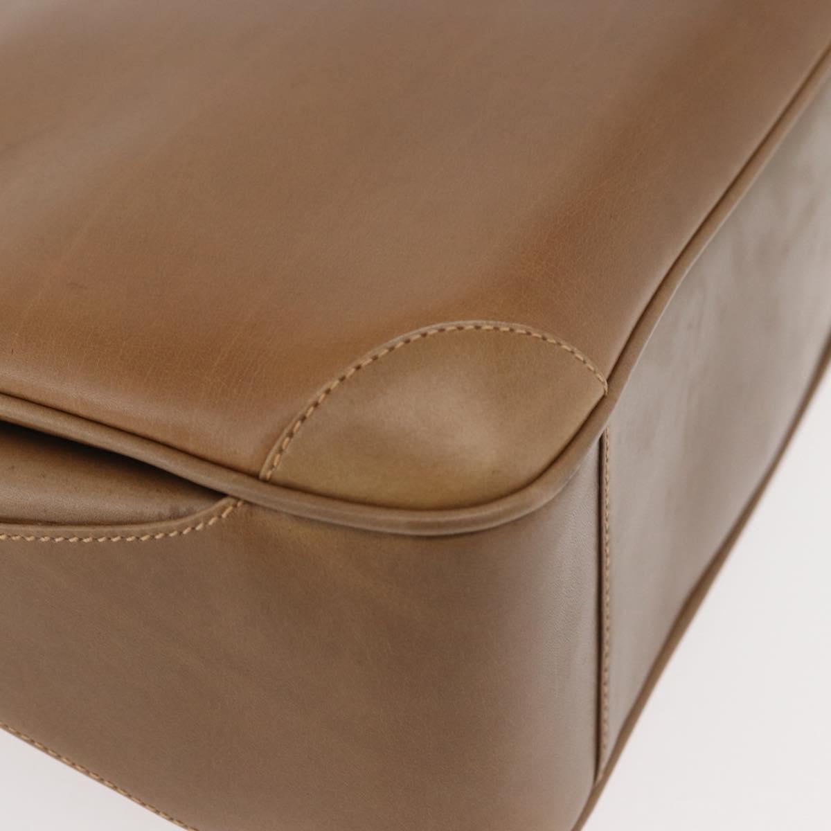 GUCCI Shoulder Bag Leather Brown Gold Auth ep14502