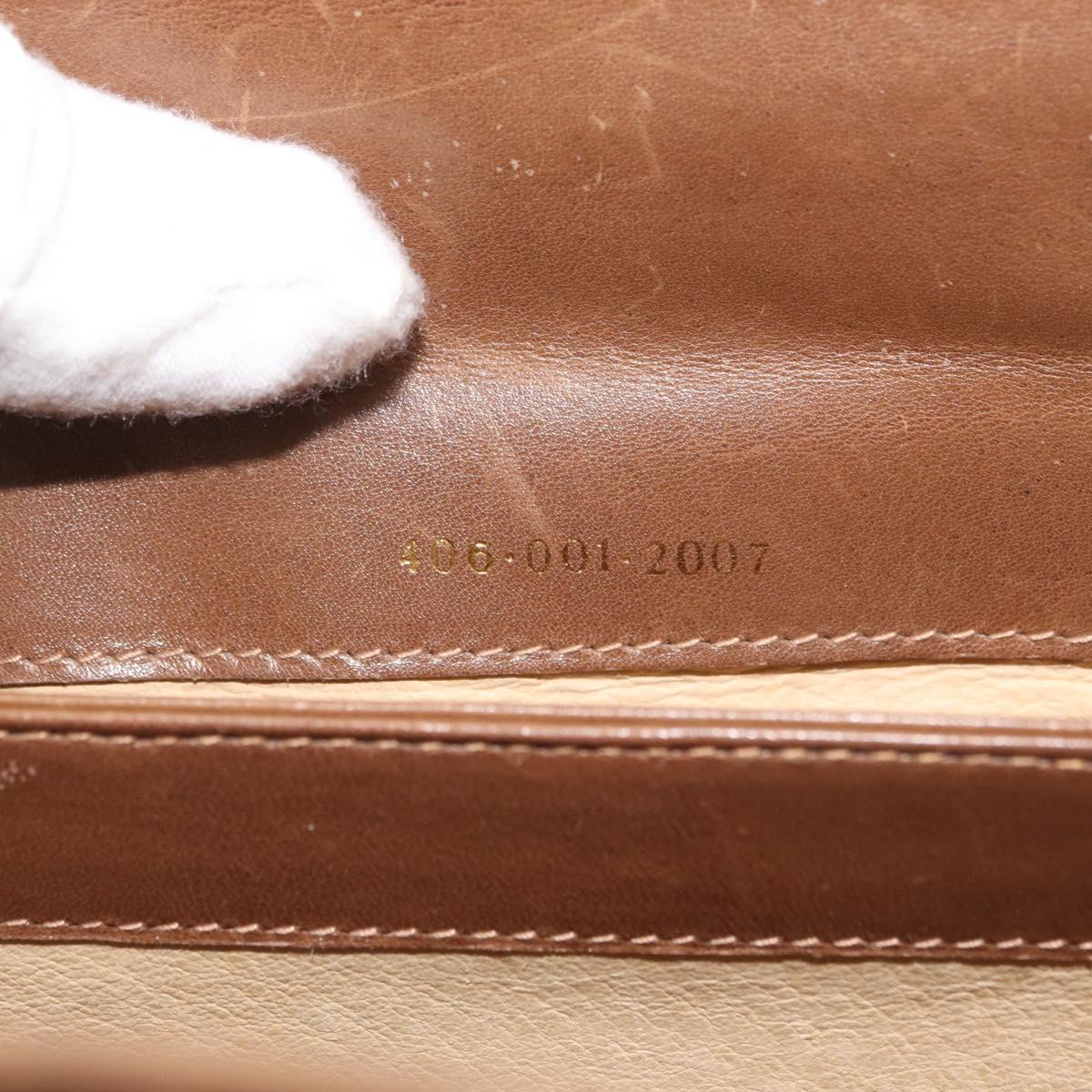 GUCCI Shoulder Bag Leather Brown Gold Auth ep14502