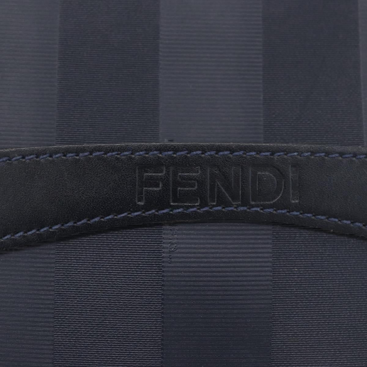 FENDI Pecan Canvas Shoulder Bag PVC Navy Gold Auth ep14503