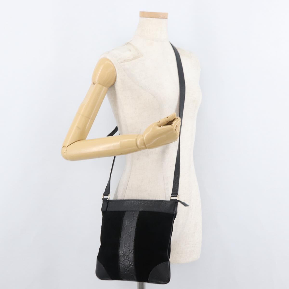 GUCCI GG Canvas Guccissima Bag Leather Suede Outlet Black 272396 Auth ep14504A