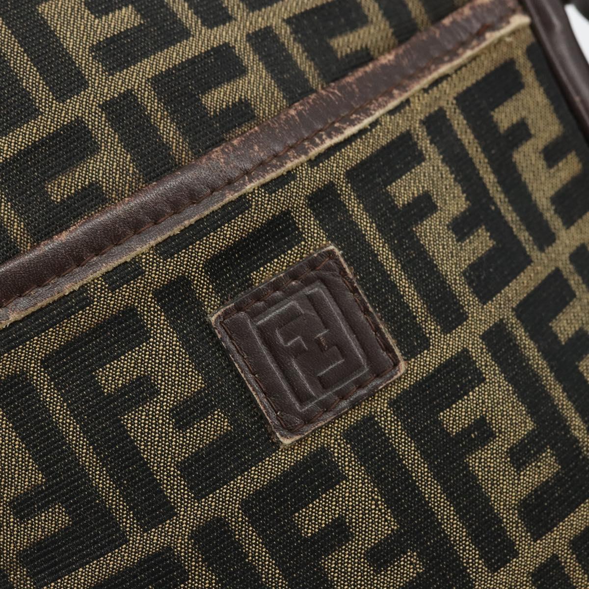 FENDI Zucca Canvas Shoulder Bag Brown Black Auth ep14508