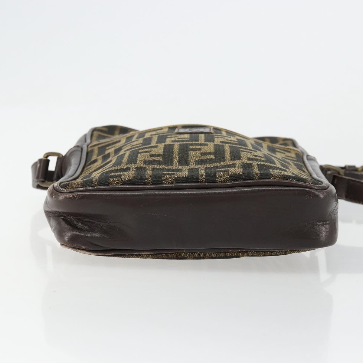 FENDI Zucca Canvas Shoulder Bag Brown Black Auth ep14508