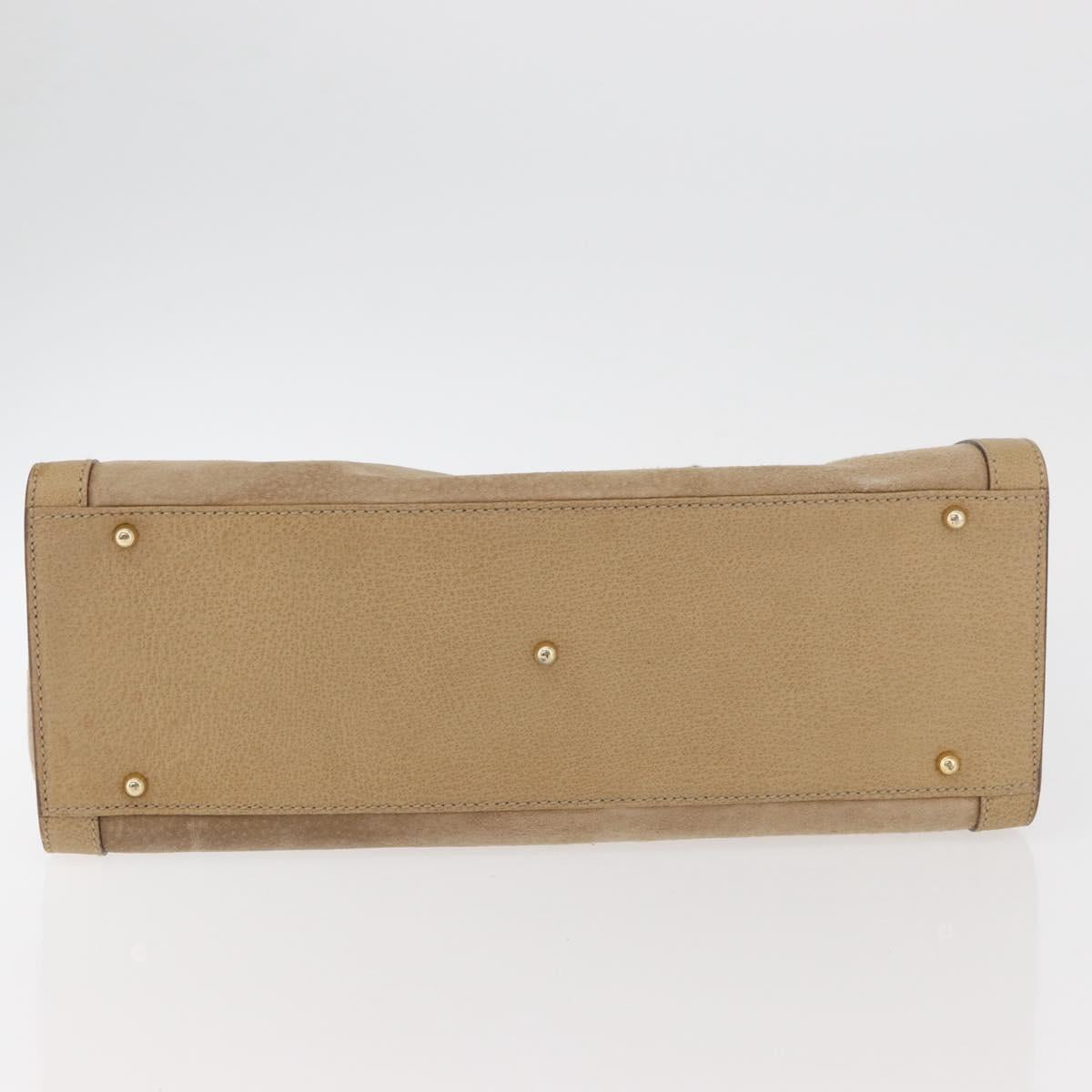 GUCCI Bamboo Hand Bag Suede Beige Gold 002.0260 Auth ep14510