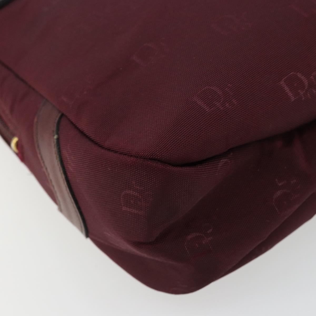 Christian Dior Shoulder Bag Nylon Bordeaux Gold Auth ep14511