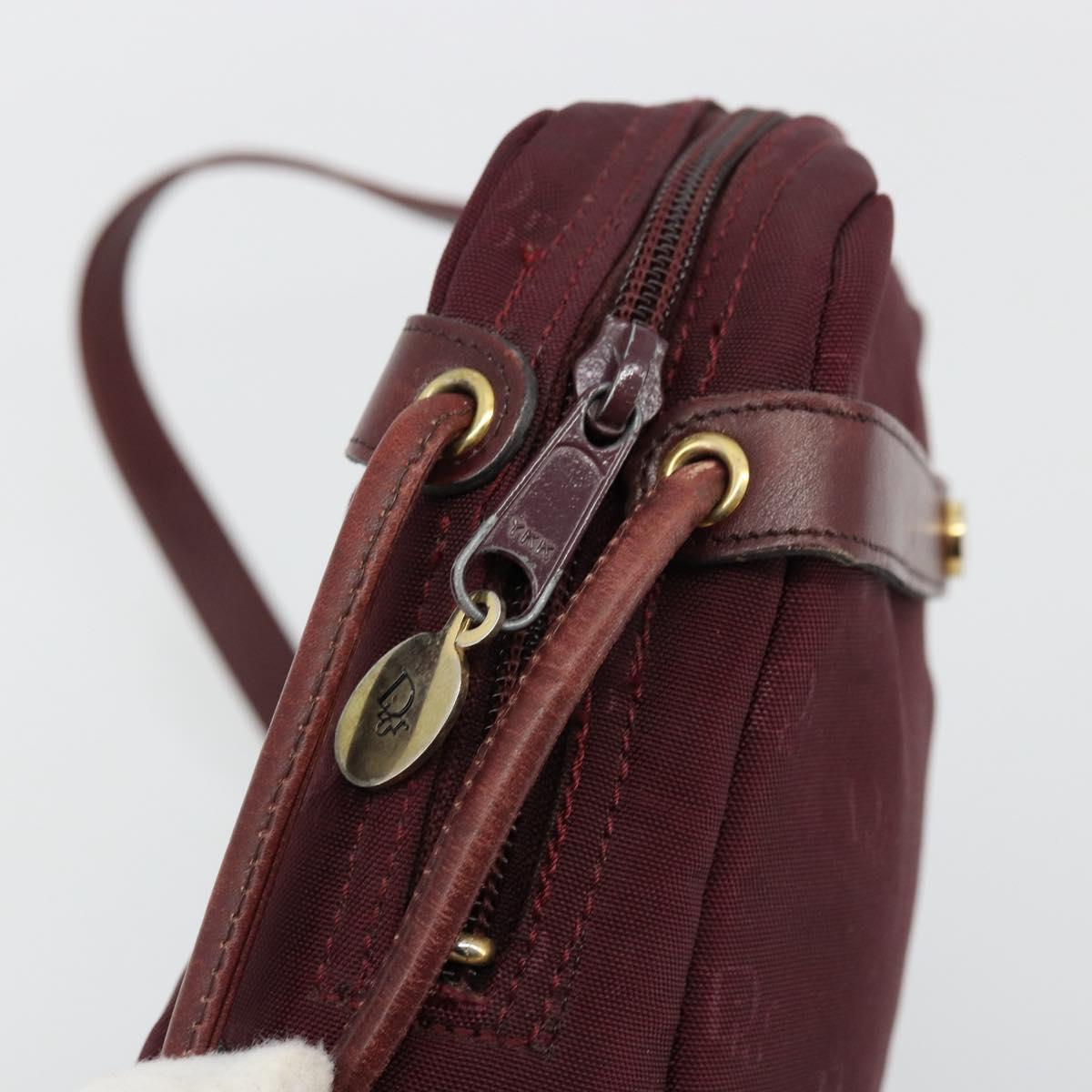 Christian Dior Shoulder Bag Nylon Bordeaux Gold Auth ep14511