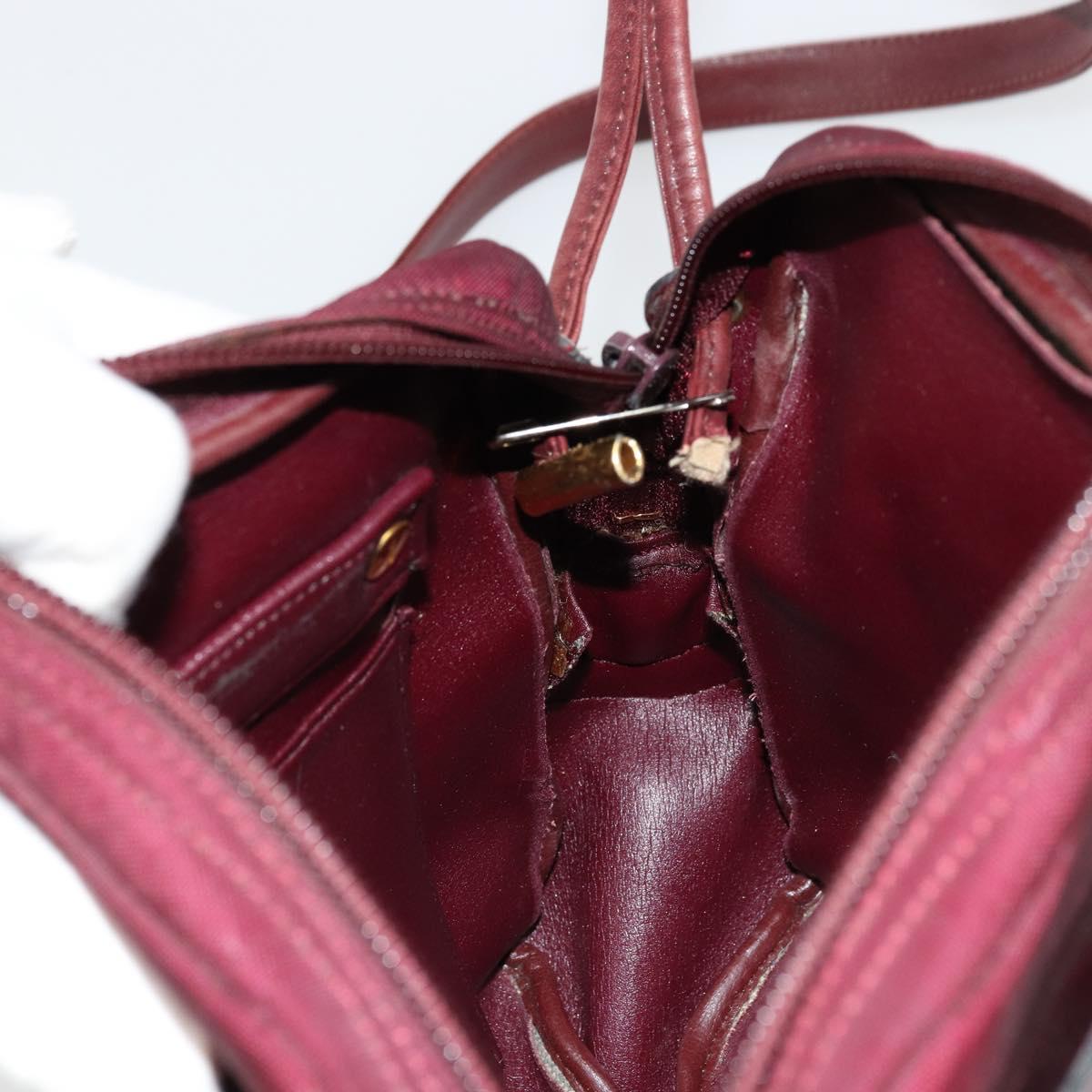 Christian Dior Shoulder Bag Nylon Bordeaux Gold Auth ep14511