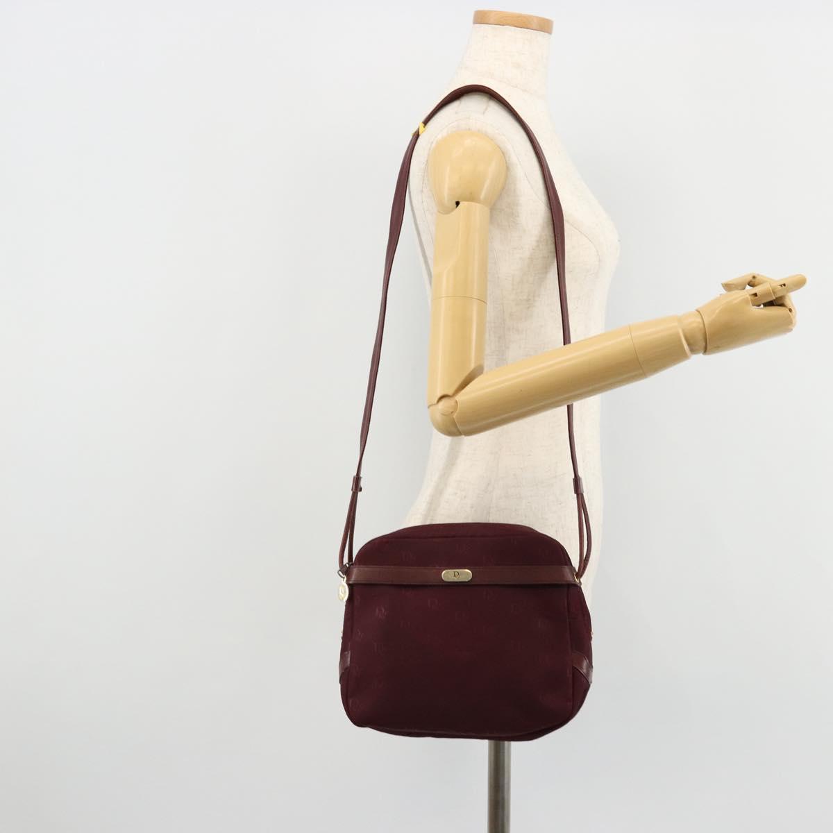Christian Dior Shoulder Bag Nylon Bordeaux Gold Auth ep14511