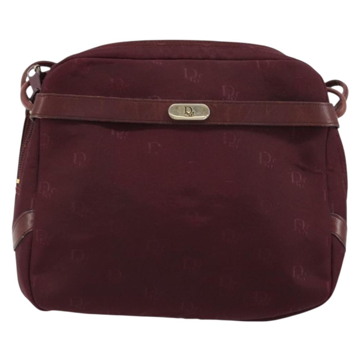 Christian Dior Shoulder Bag Nylon Bordeaux Gold Auth ep14511