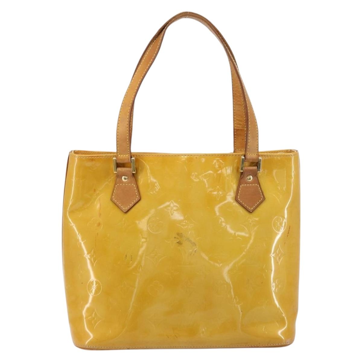 LOUIS VUITTON Monogram Vernis Houston Hand Bag Beige M91004 LV Auth ep14514