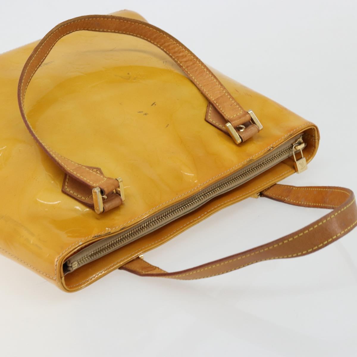 LOUIS VUITTON Monogram Vernis Houston Hand Bag Beige M91004 LV Auth ep14514