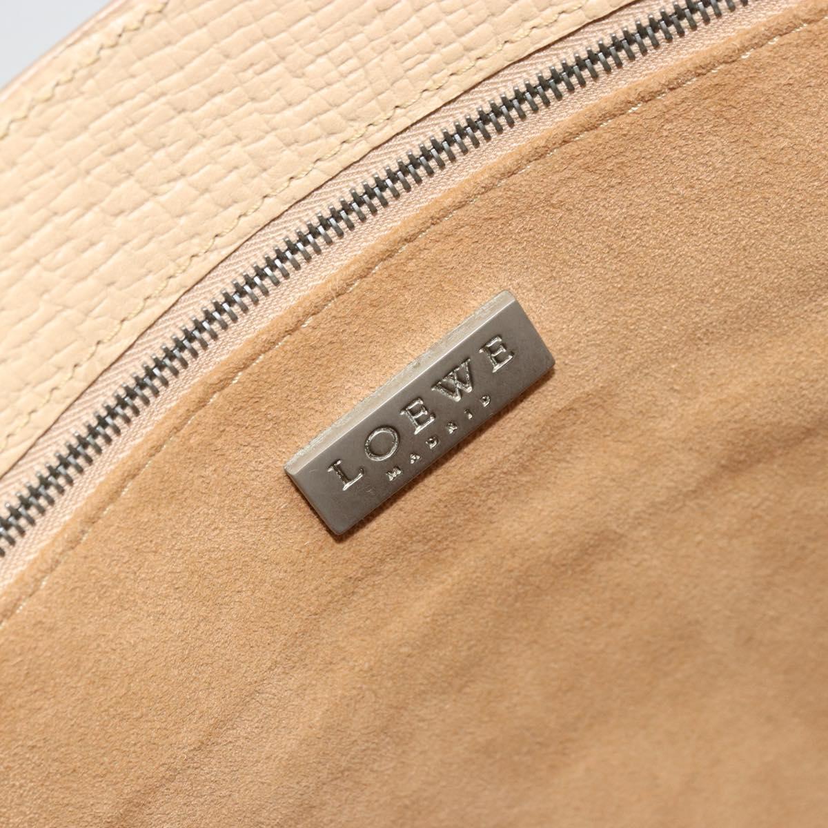 LOEWE Hand Bag Leather Ivory Silver Auth ep14525