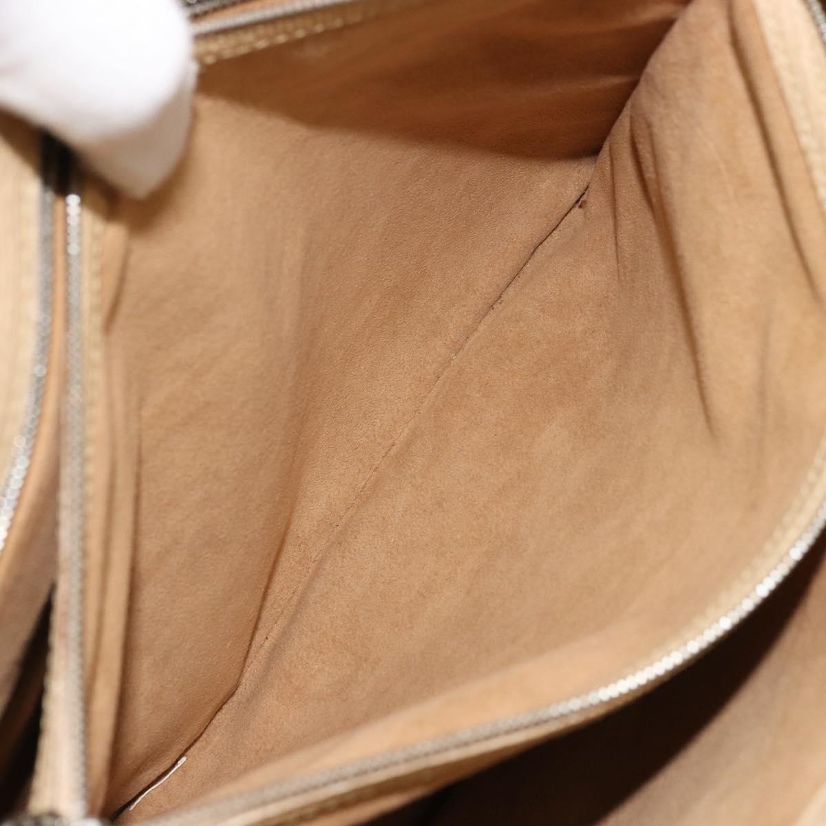LOEWE Hand Bag Leather Ivory Silver Auth ep14525