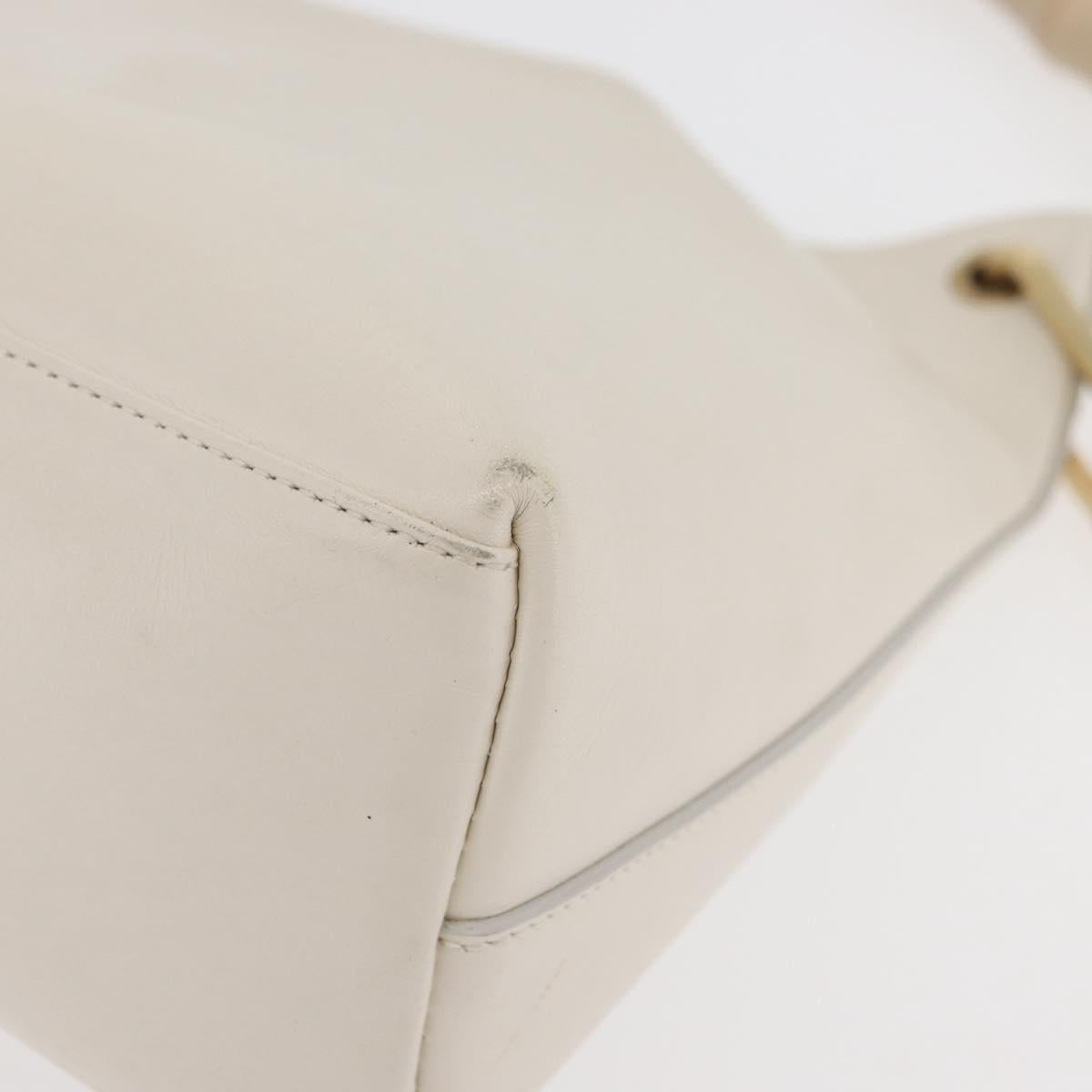 GUCCI Bamboo Hand Bag Leather White Gold 001 1998 1883 Auth ep14526