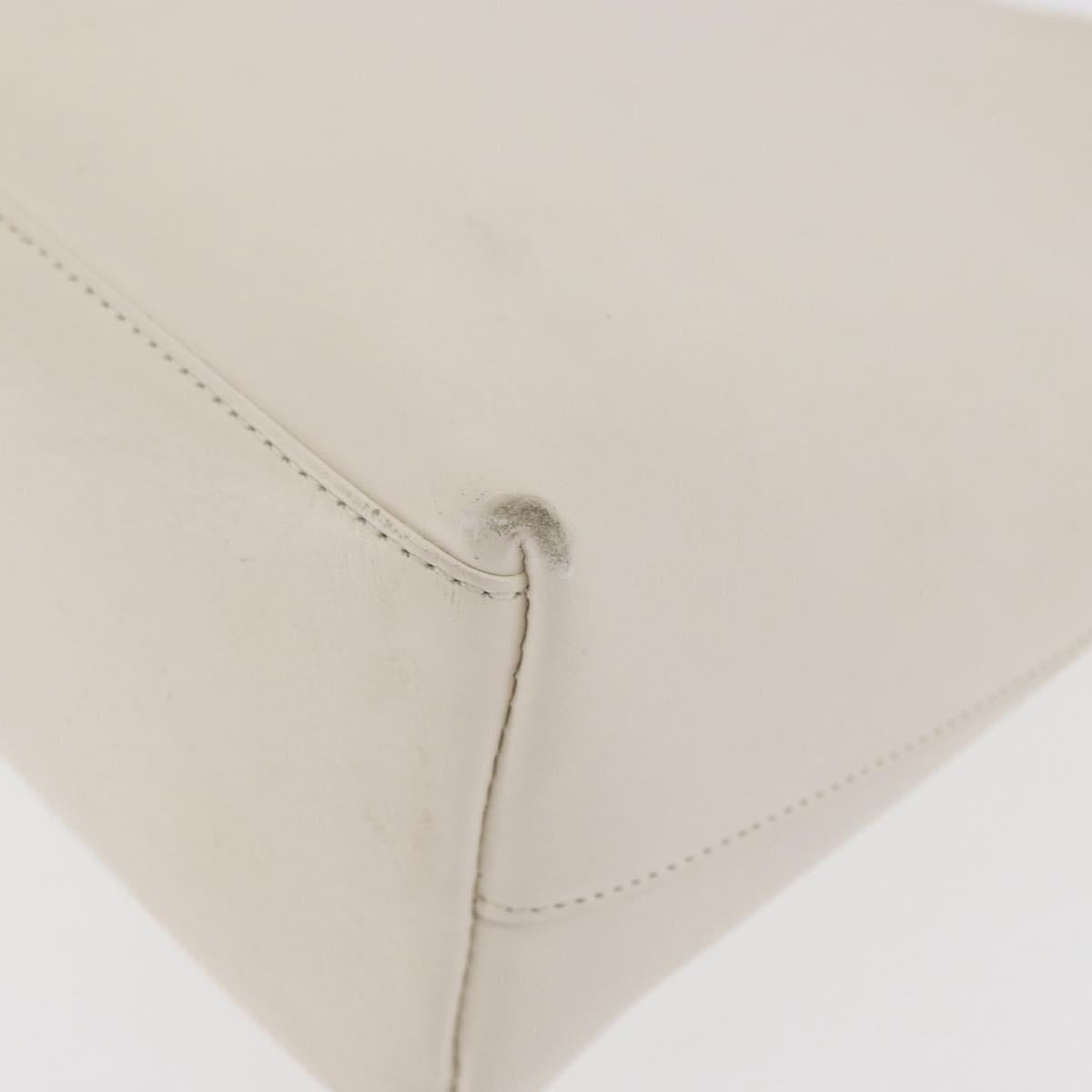 GUCCI Bamboo Hand Bag Leather White Gold 001 1998 1883 Auth ep14526