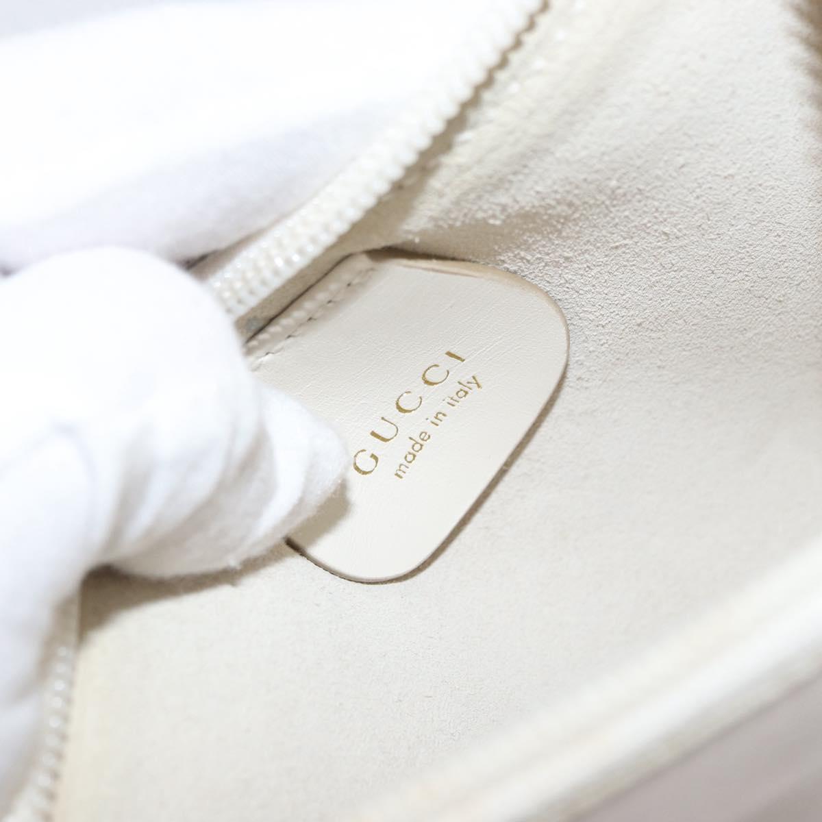 GUCCI Bamboo Hand Bag Leather White Gold 001 1998 1883 Auth ep14526