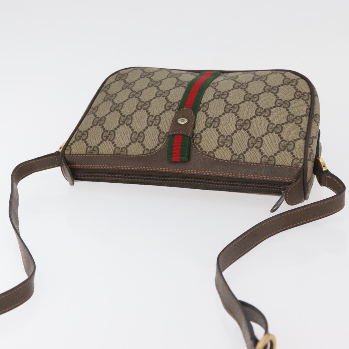 GUCCI GG Supreme Web Sherry Line Bag PVC Beige Gold 89 02 054 Auth ep14529