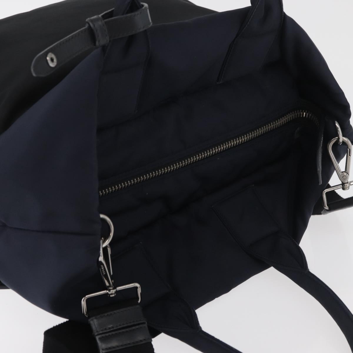 PRADA Hand Bag Nylon 2way Black Silver Auth ep14530A