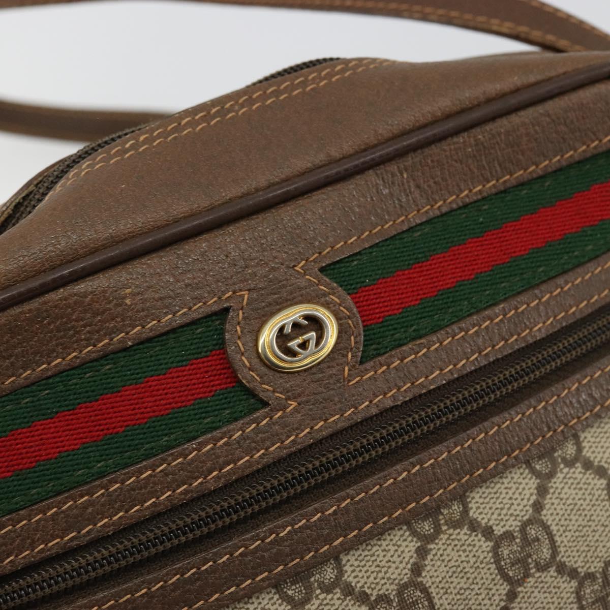GUCCI GG Supreme Web Sherry Line Bag PVC Beige Gold 56 02 087 Auth ep14533
