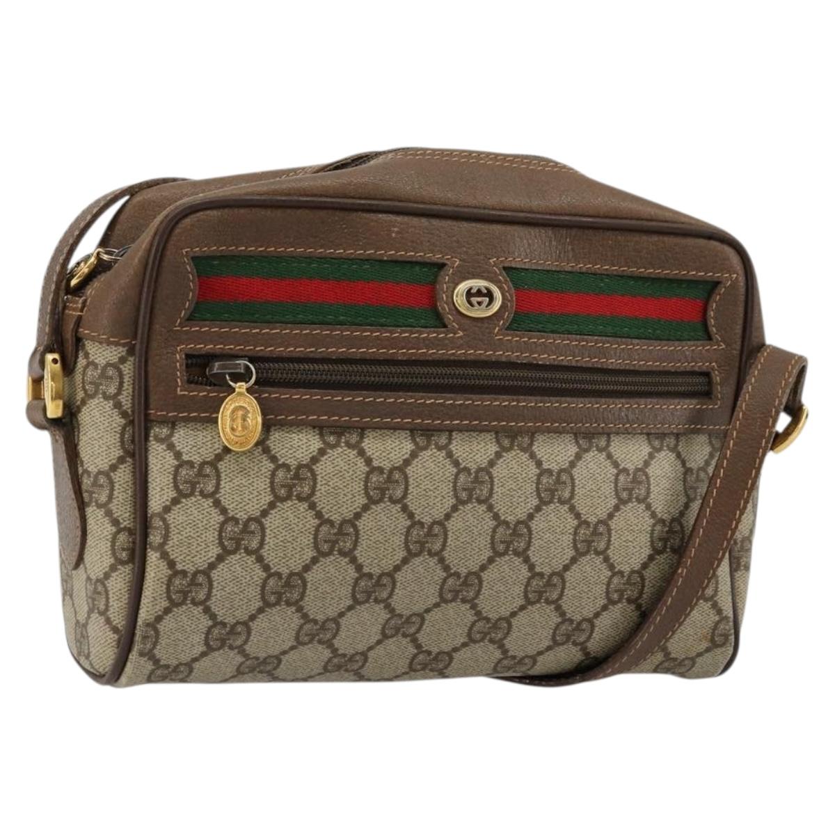 GUCCI GG Supreme Web Sherry Line Bag PVC Beige Gold 56 02 087 Auth ep14533
