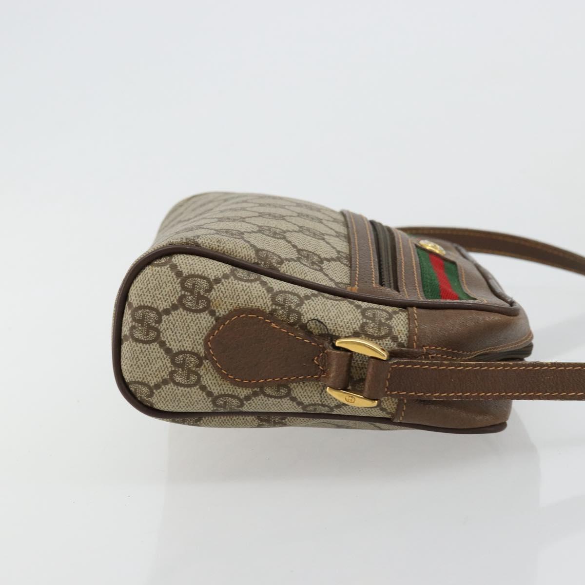 GUCCI GG Supreme Web Sherry Line Bag PVC Beige Gold 56 02 087 Auth ep14533