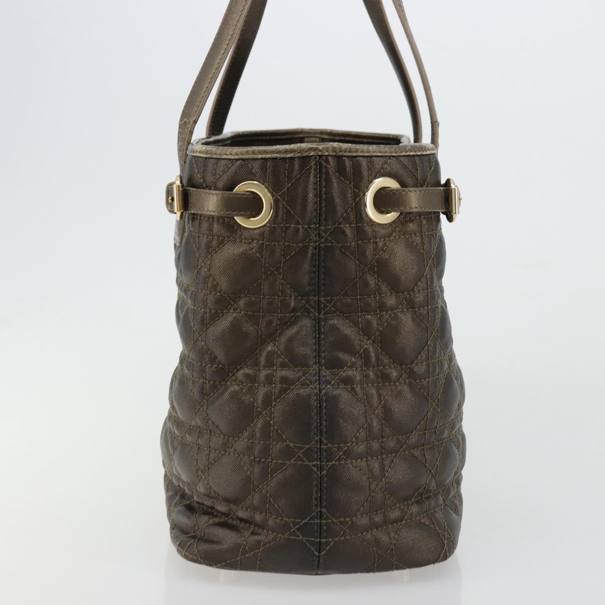 Christian Dior Canage Lady Dior Tote Bag Coated Canvas Bronze Gold Auth ep14540