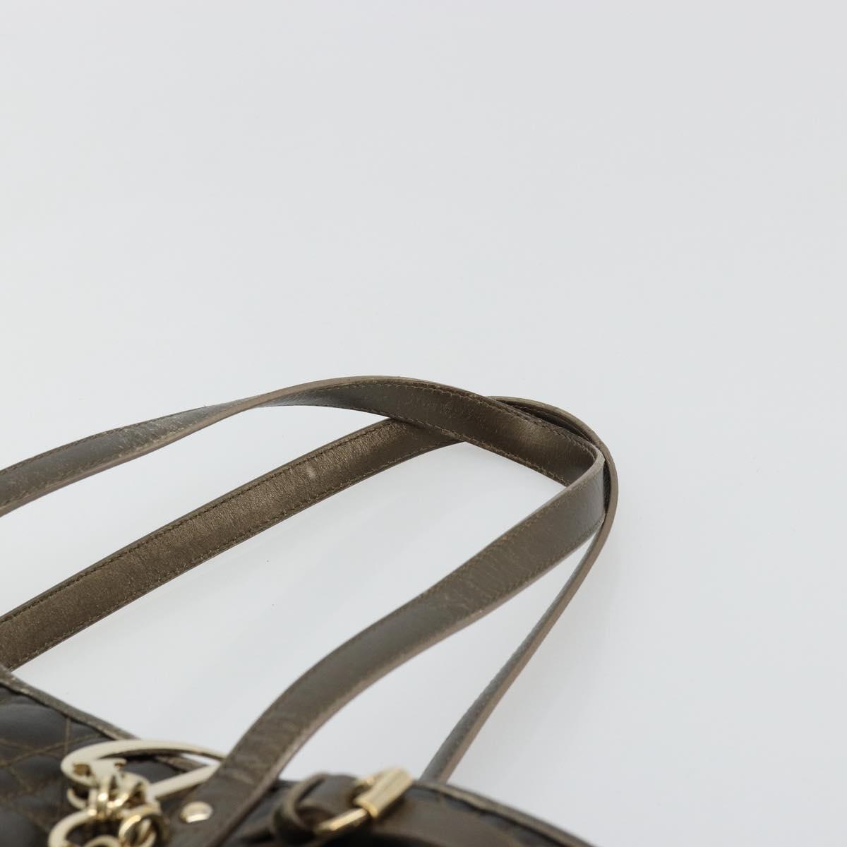 Christian Dior Canage Lady Dior Tote Bag Coated Canvas Bronze Gold Auth ep14540