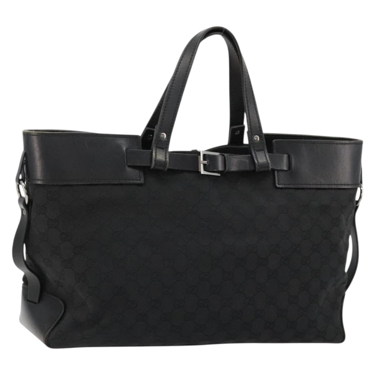 GUCCI GG Canvas Hand Bag Black Silver 106251 Auth ep14542