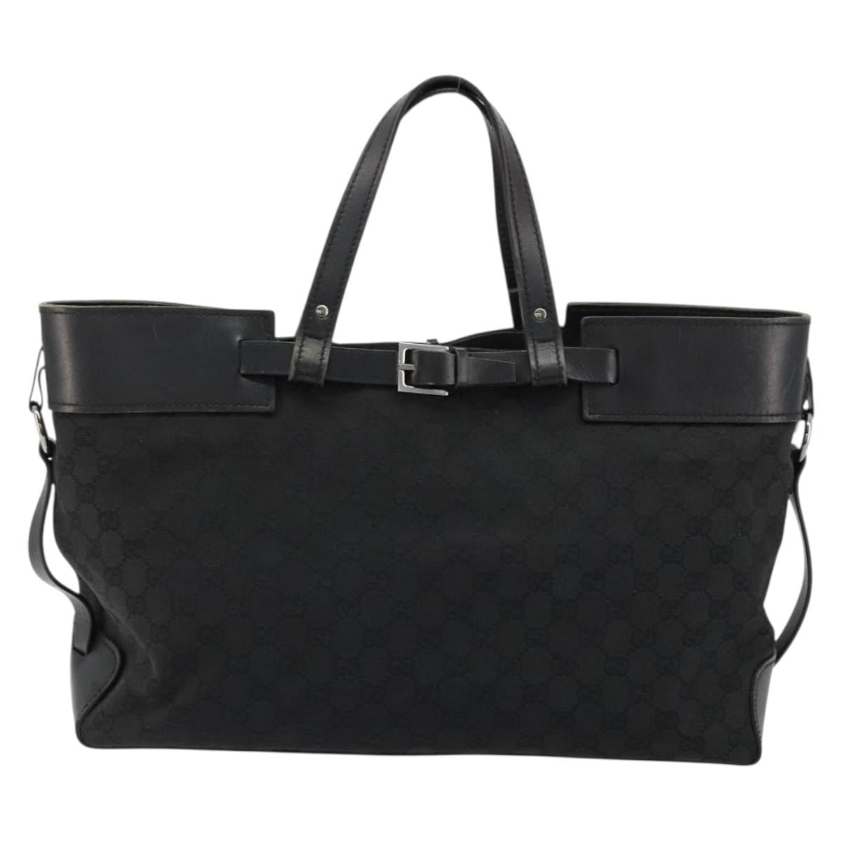 GUCCI GG Canvas Hand Bag Black Silver 106251 Auth ep14542
