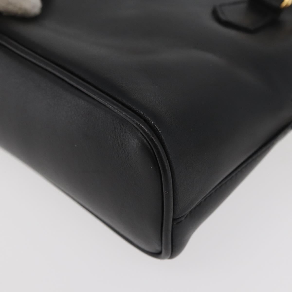 GUCCI Bamboo Hand Bag Leather 2way Black Gold 007 2032 0231 Auth ep14546