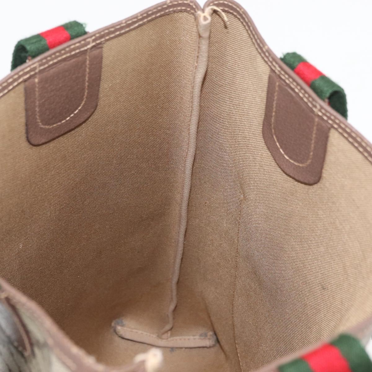 GUCCI GG Supreme Web Sherry Line Bag PVC Beige Gold 002 123 6487 Auth ep14554
