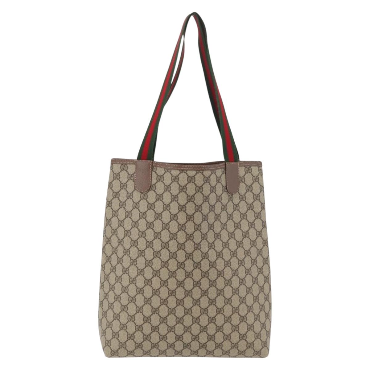 GUCCI GG Supreme Web Sherry Line Bag PVC Beige Gold 002 123 6487 Auth ep14554