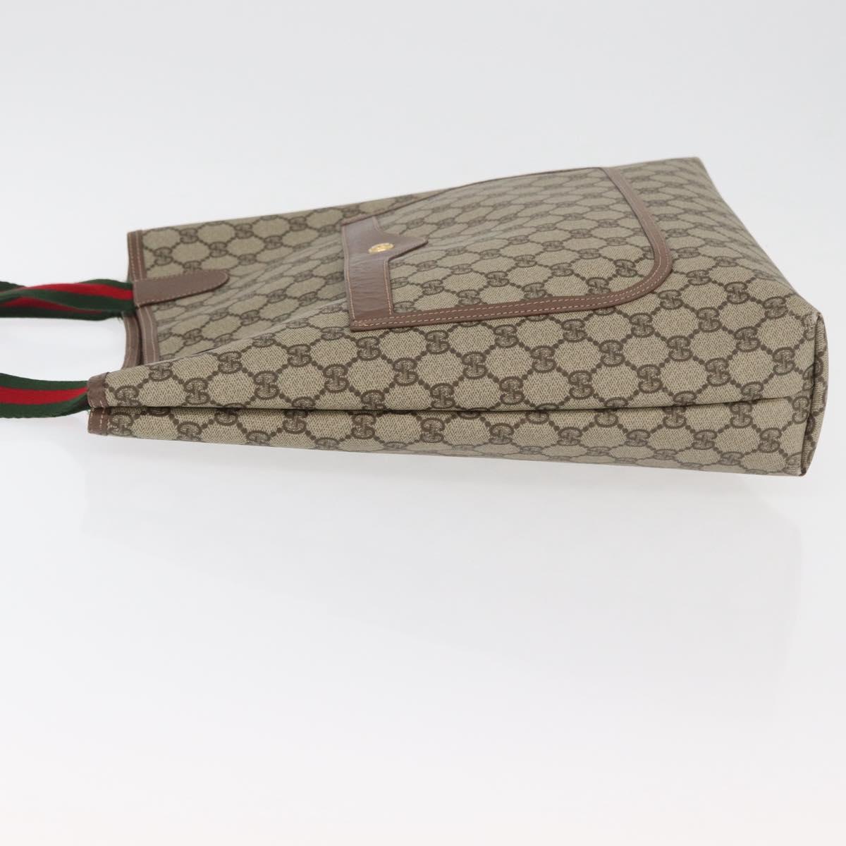 GUCCI GG Supreme Web Sherry Line Bag PVC Beige Gold 002 123 6487 Auth ep14554