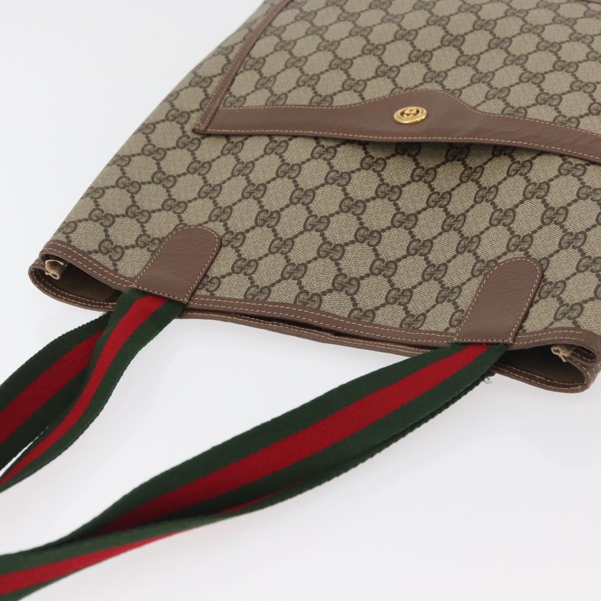 GUCCI GG Supreme Web Sherry Line Bag PVC Beige Gold 002 123 6487 Auth ep14554