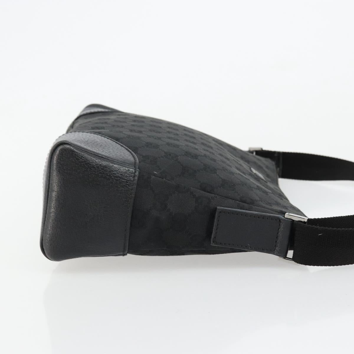 GUCCI GG Canvas Shoulder Bag Black Silver 114273 Auth ep14561