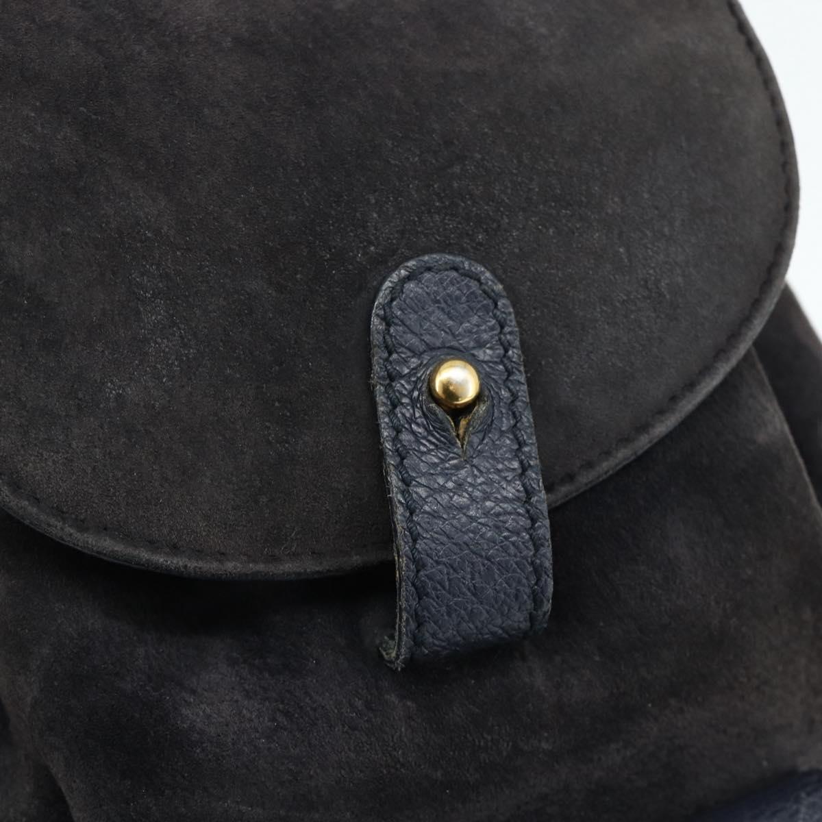GUCCI Bamboo Backpack Suede Black Gold Auth ep14563