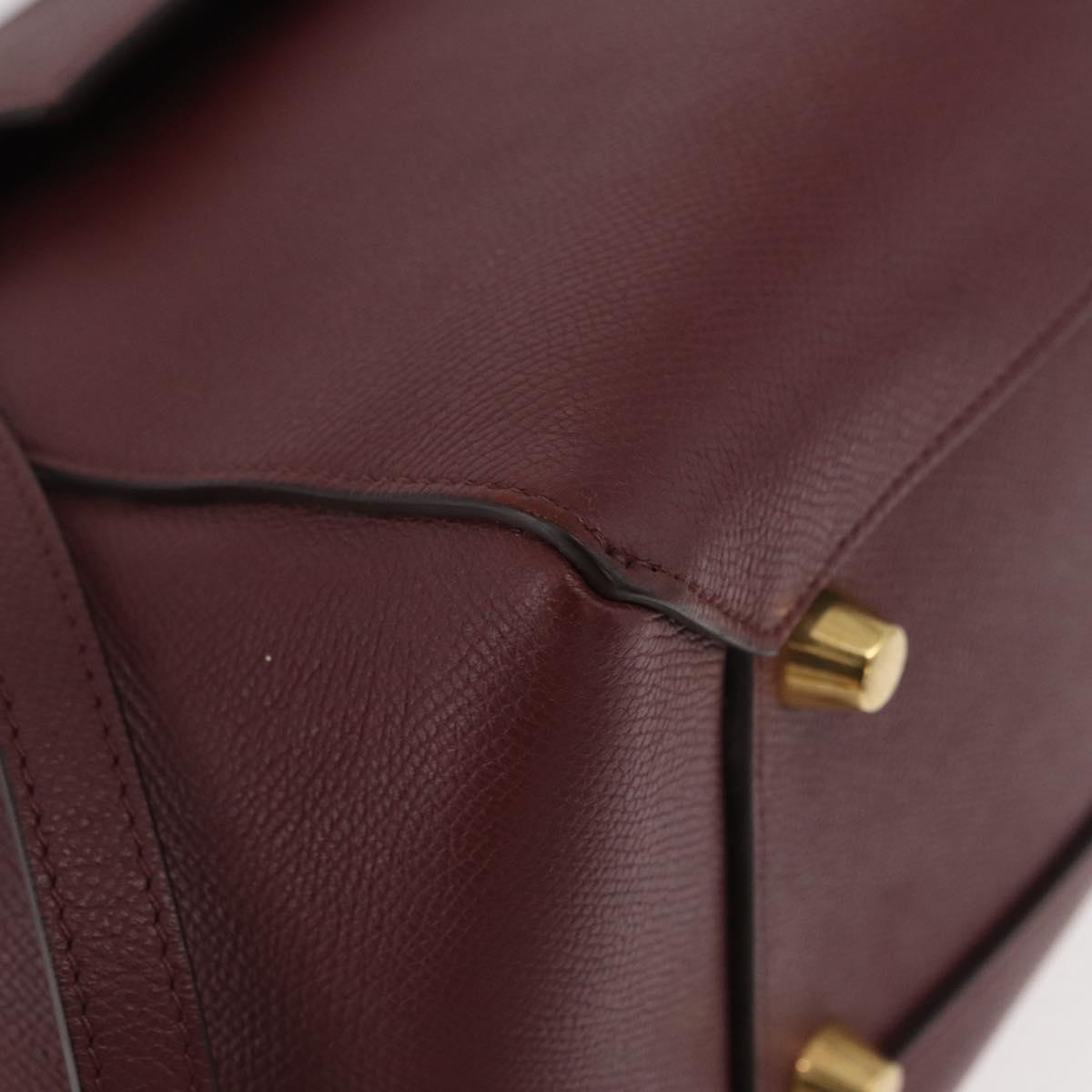 CELINE Belt bag Hand Bag Leather 2way Bordeaux Gold Auth ep14574V