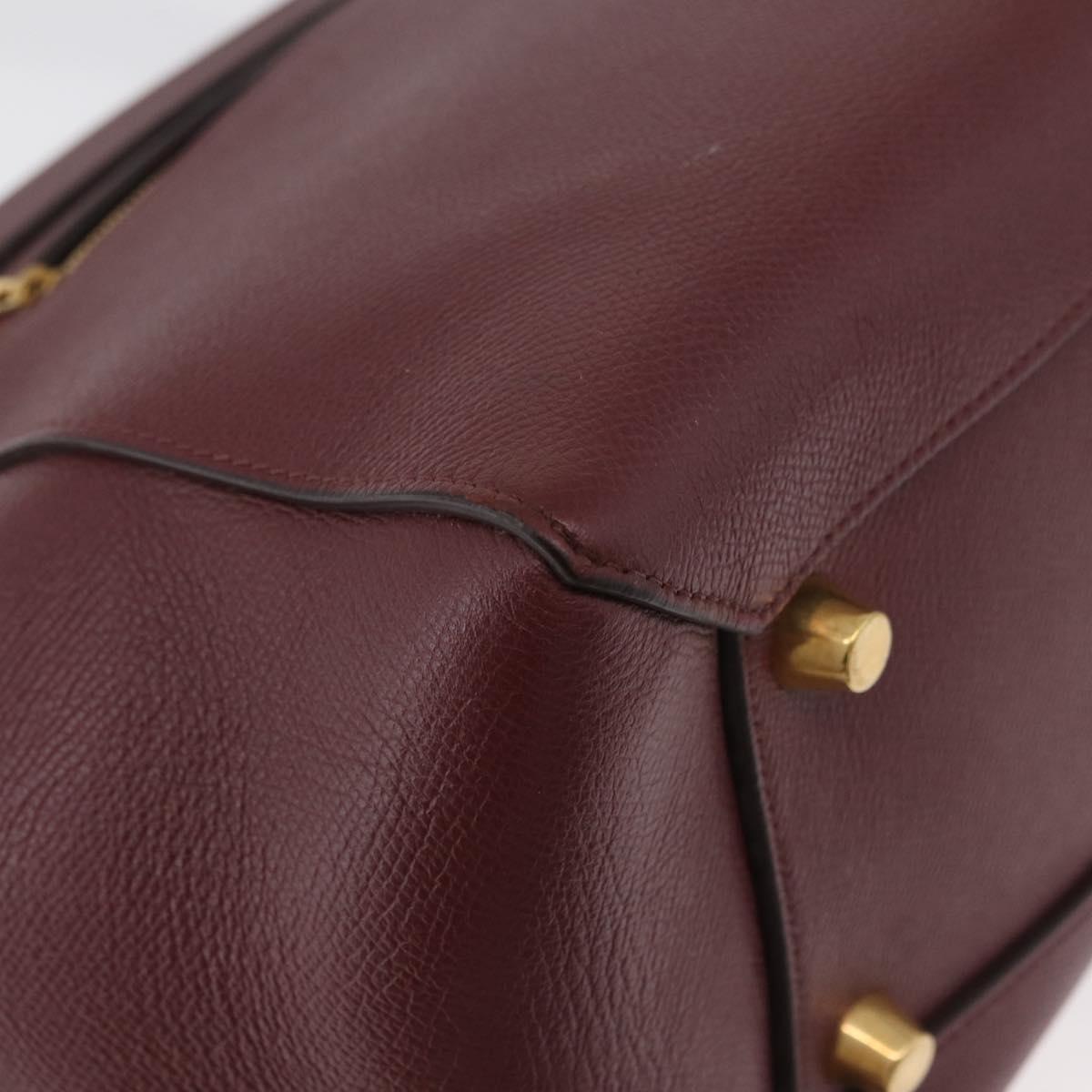 CELINE Belt bag Hand Bag Leather 2way Bordeaux Gold Auth ep14574V