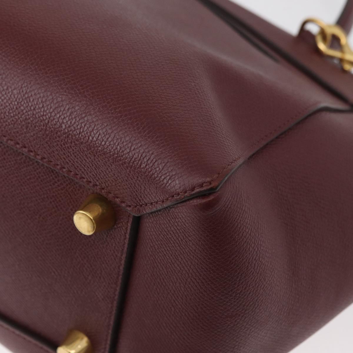 CELINE Belt bag Hand Bag Leather 2way Bordeaux Gold Auth ep14574V
