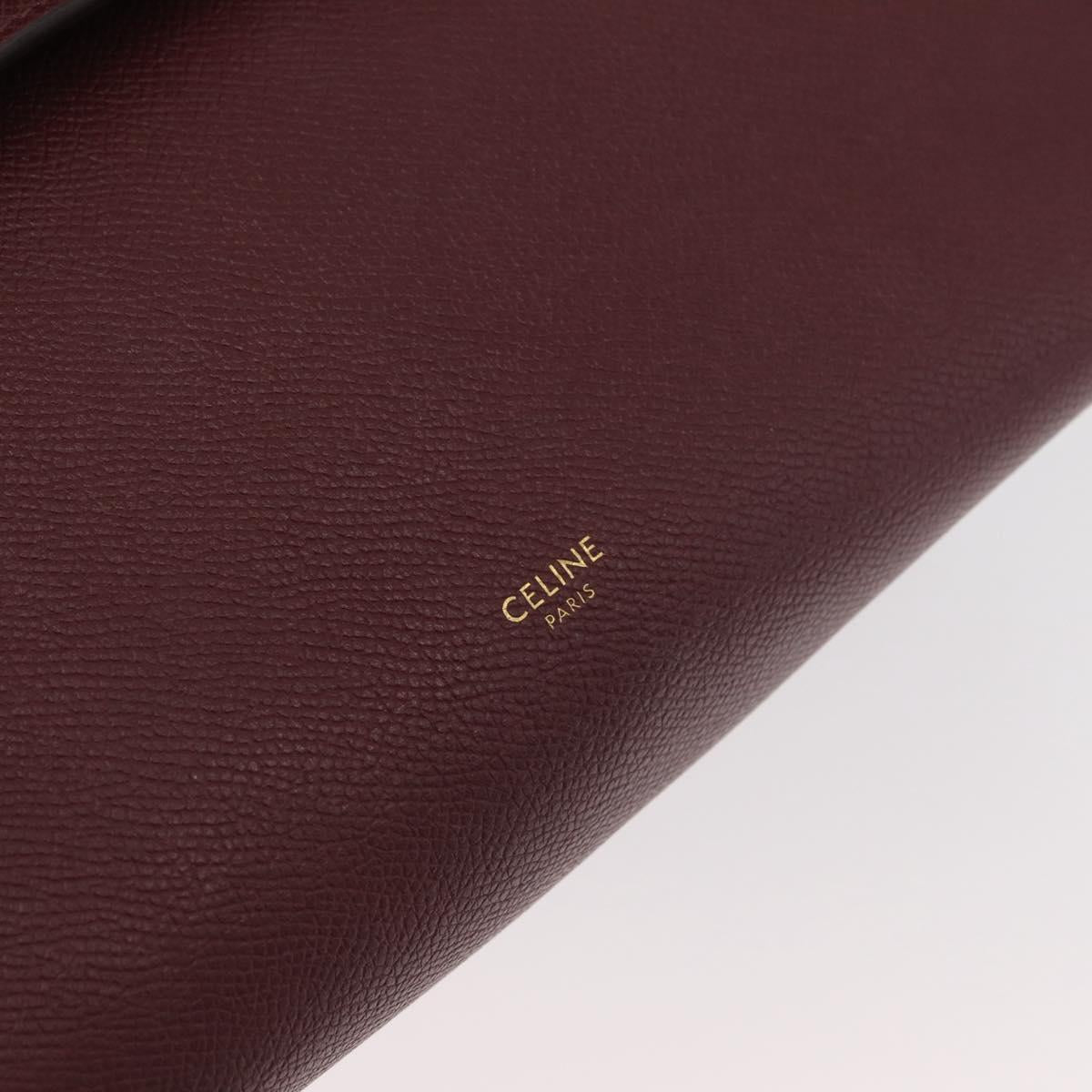CELINE Belt bag Hand Bag Leather 2way Bordeaux Gold Auth ep14574V