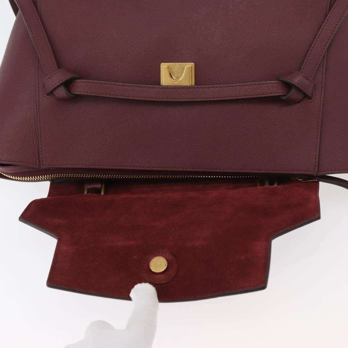 CELINE Belt bag Hand Bag Leather 2way Bordeaux Gold Auth ep14574V