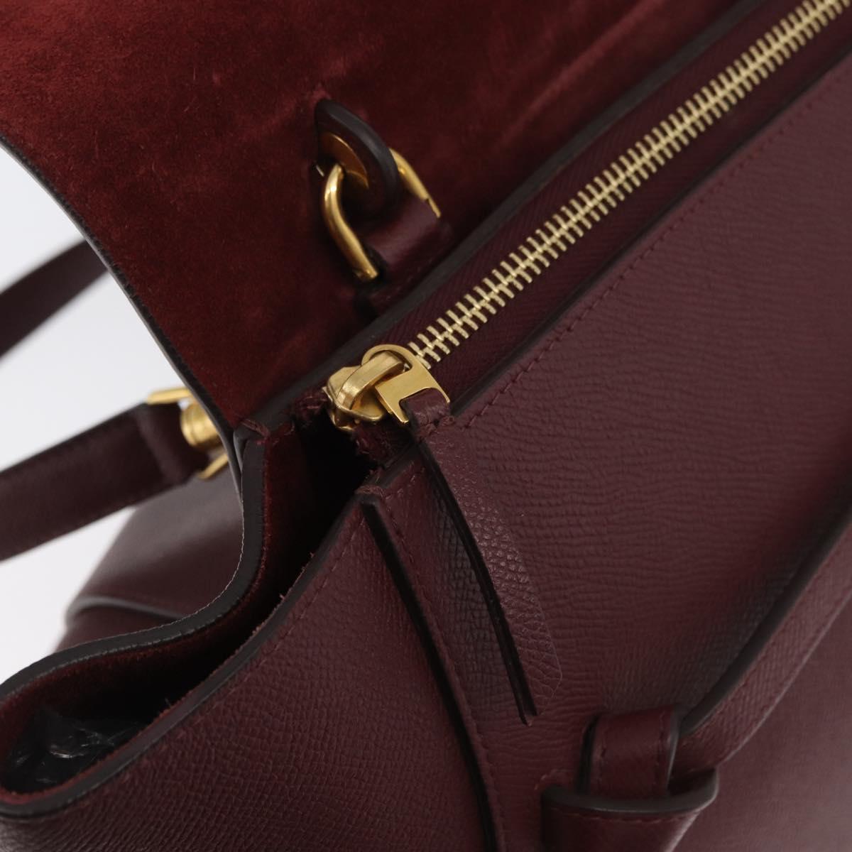 CELINE Belt bag Hand Bag Leather 2way Bordeaux Gold Auth ep14574V