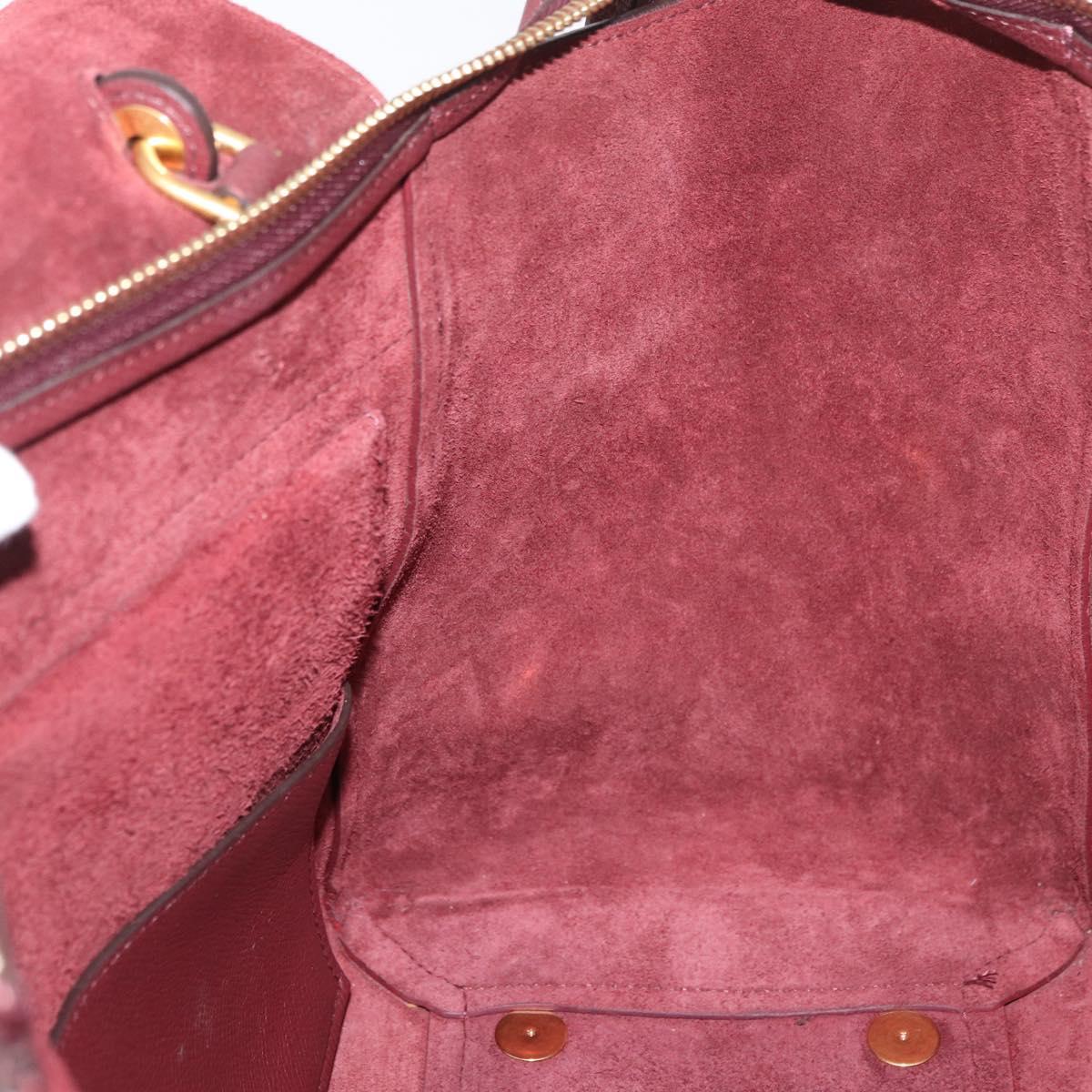 CELINE Belt bag Hand Bag Leather 2way Bordeaux Gold Auth ep14574V