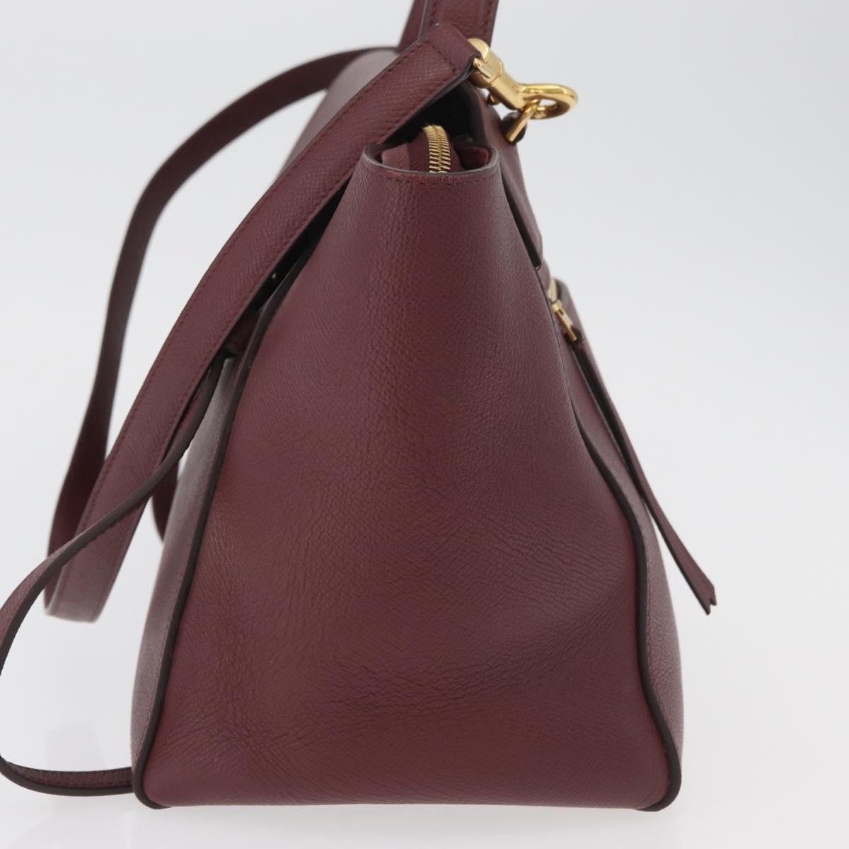 CELINE Belt bag Hand Bag Leather 2way Bordeaux Gold Auth ep14574V