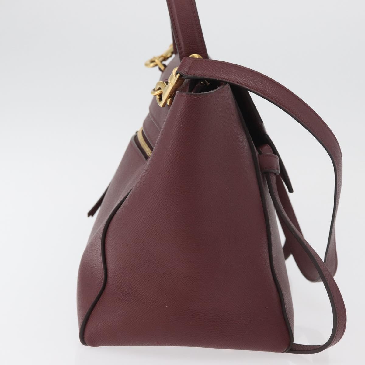 CELINE Belt bag Hand Bag Leather 2way Bordeaux Gold Auth ep14574V